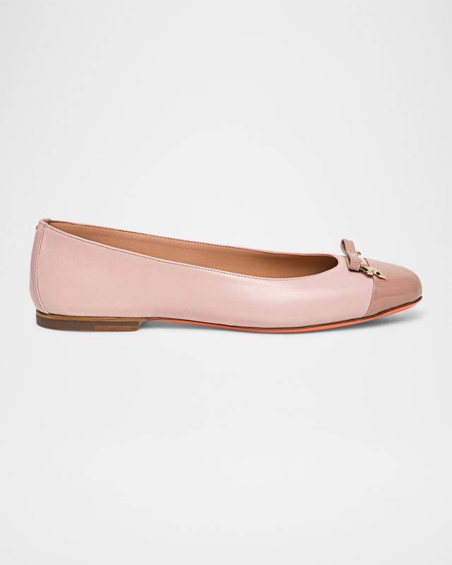 Sandy Leather Cap-Toe Ballerina Flats